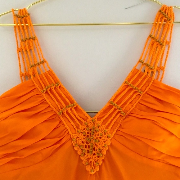 🧡Boston Proper Silk Wood Beaded Straps Women Top - Picture 6 of 10